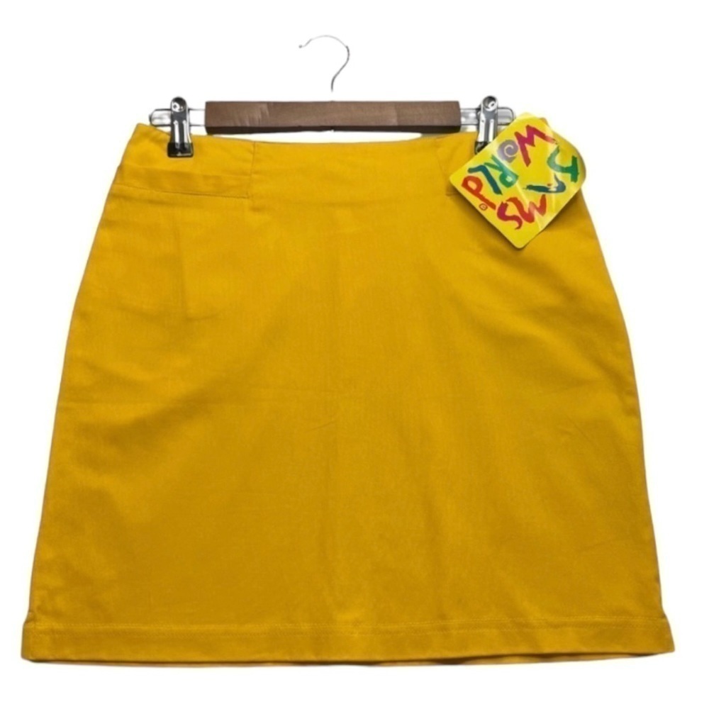 NEW JAMS WORLD Retro Yellow Dandelion Cotton Stretch Mini Skirt w/Pockets Size 8